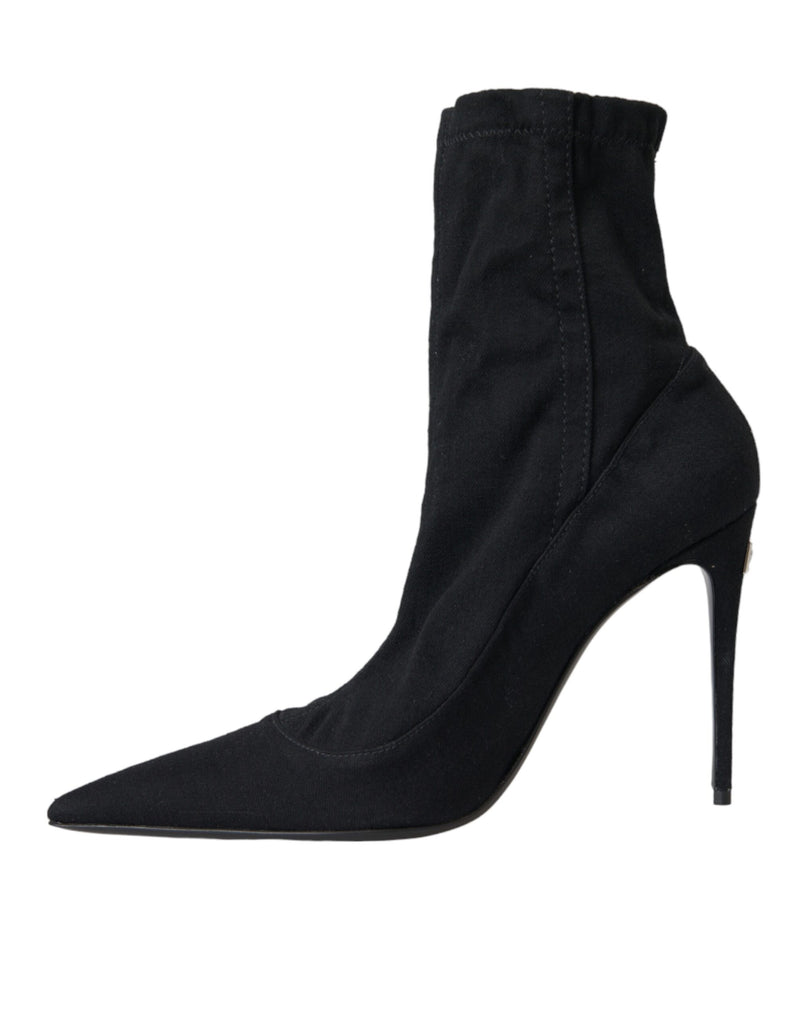 Black Stiletto Heels Denim Ankle Boots Shoes Dolce & Gabbana