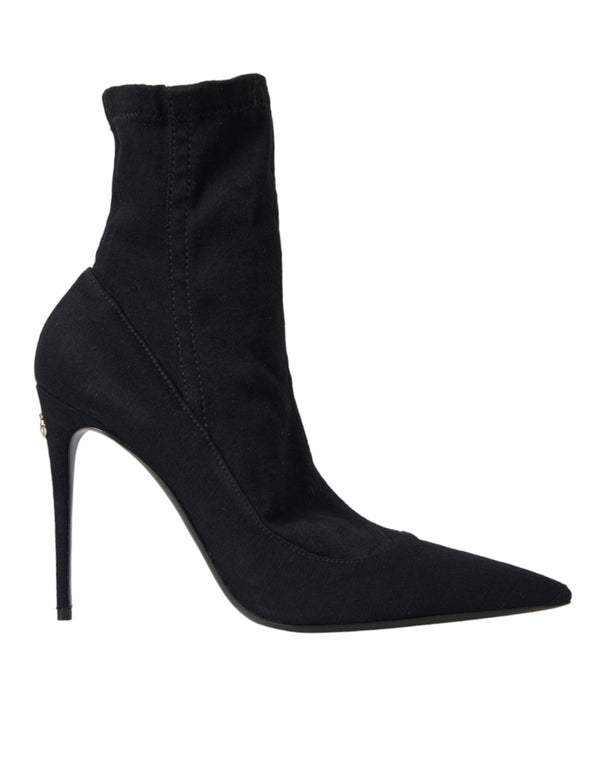 Black Stiletto Heels Denim Ankle Boots Shoes Dolce & Gabbana