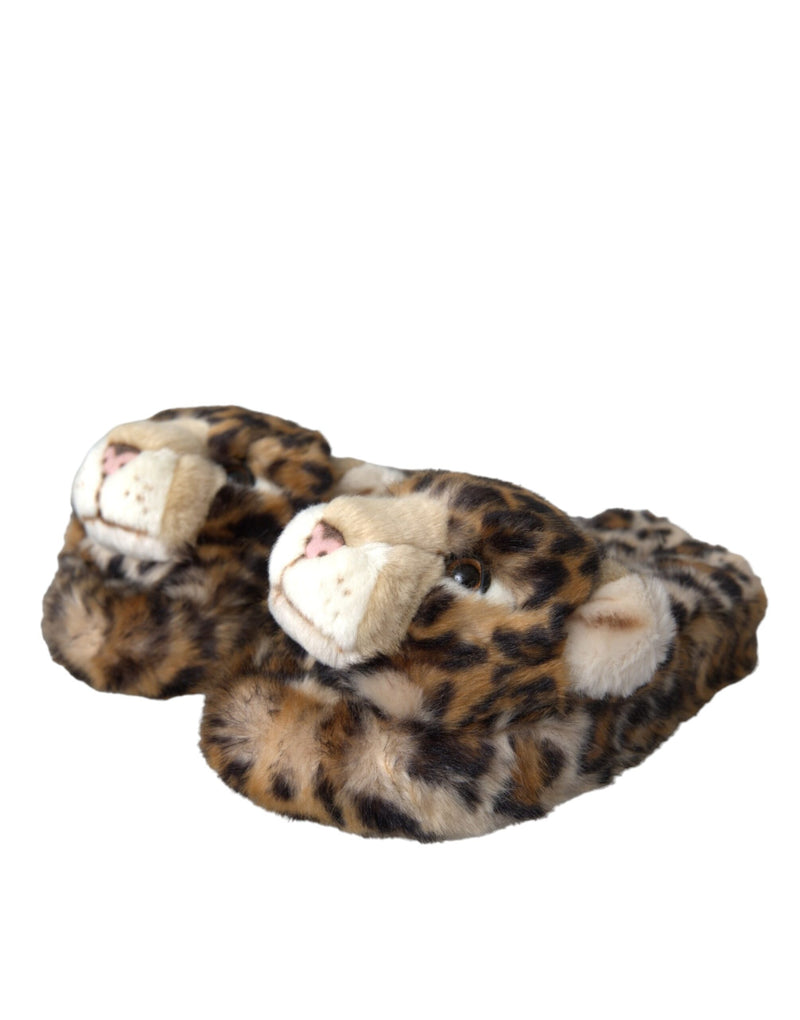 Brown Tiger Slippers Flats Sandals Shoes Dolce & Gabbana