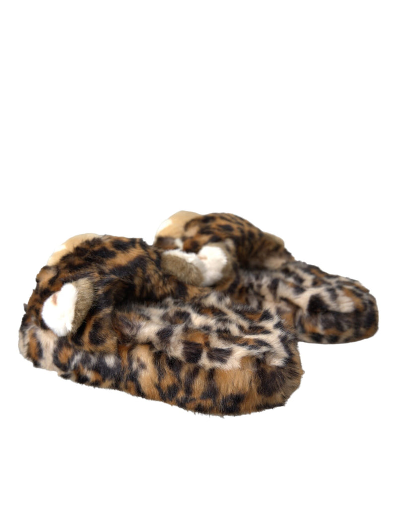 Brown Tiger Slippers Flats Sandals Shoes Dolce & Gabbana