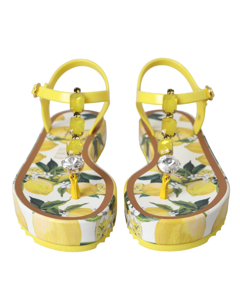 Yellow Lemon Beachwear Flats Sandals Shoes Dolce & Gabbana