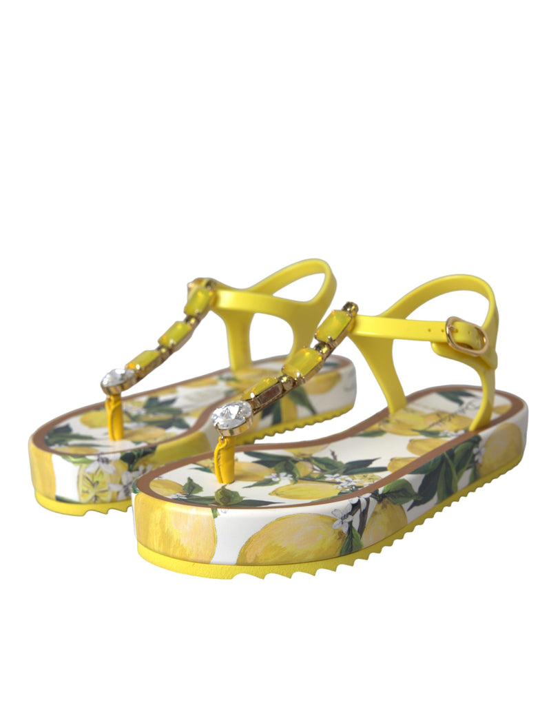 Yellow Lemon Beachwear Flats Sandals Shoes Dolce & Gabbana