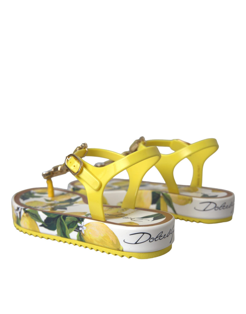 Yellow Lemon Beachwear Flats Sandals Shoes Dolce & Gabbana