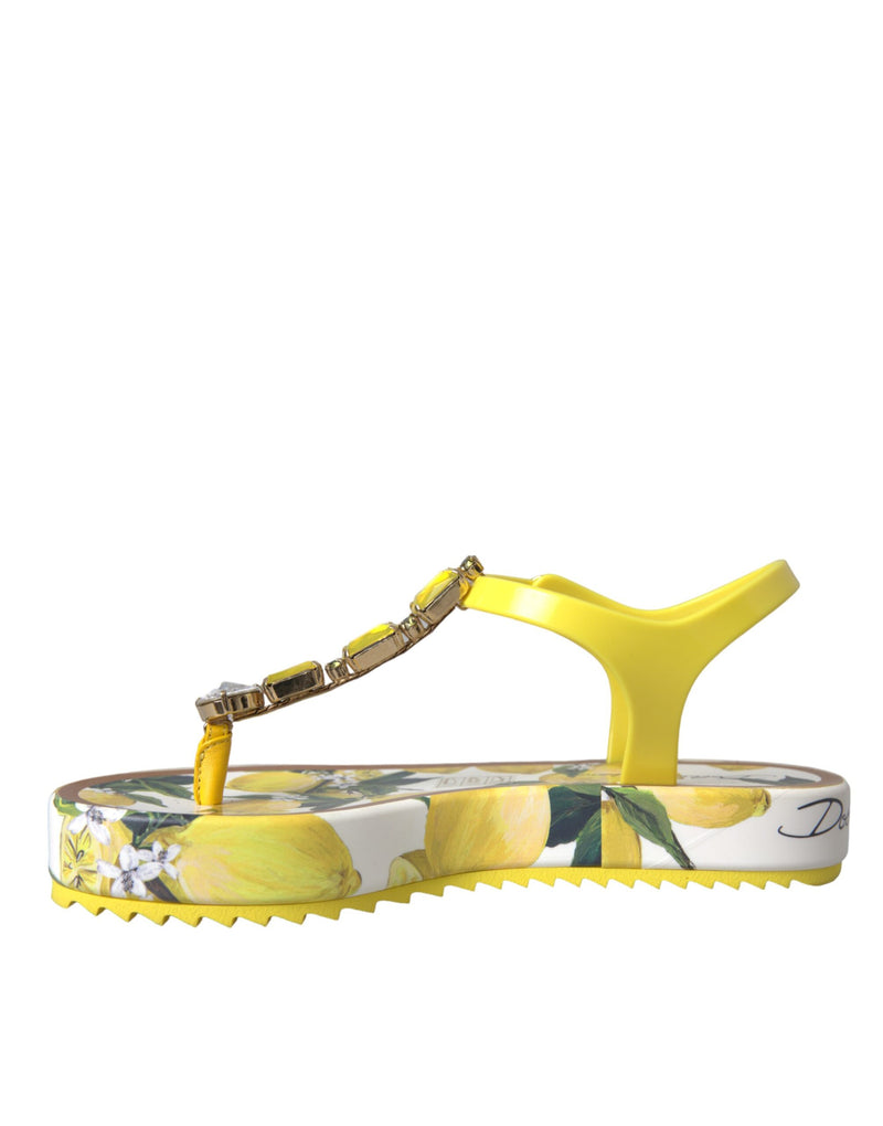 Yellow Lemon Beachwear Flats Sandals Shoes Dolce & Gabbana