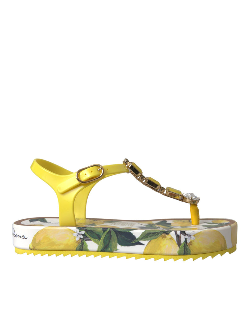 Yellow Lemon Beachwear Flats Sandals Shoes Dolce & Gabbana