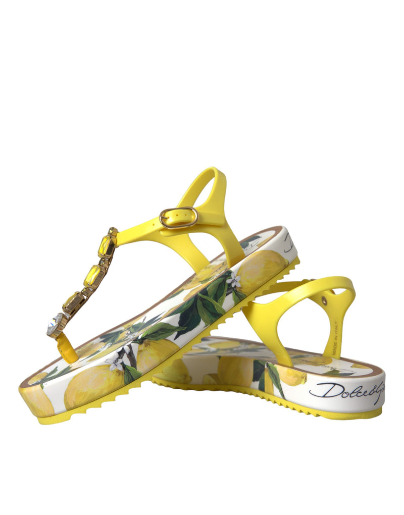 Yellow Lemon Beachwear Flats Sandals Shoes Dolce & Gabbana