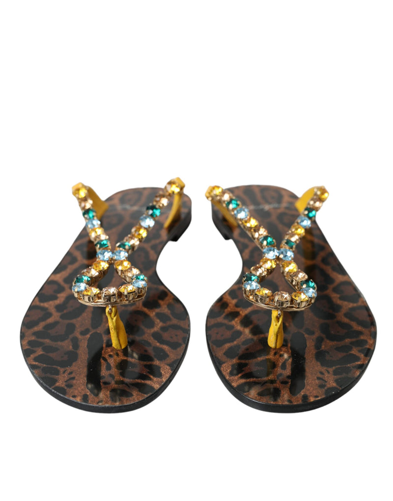 Multicolor Crystal Sandals Flip Flops Shoes Dolce & Gabbana