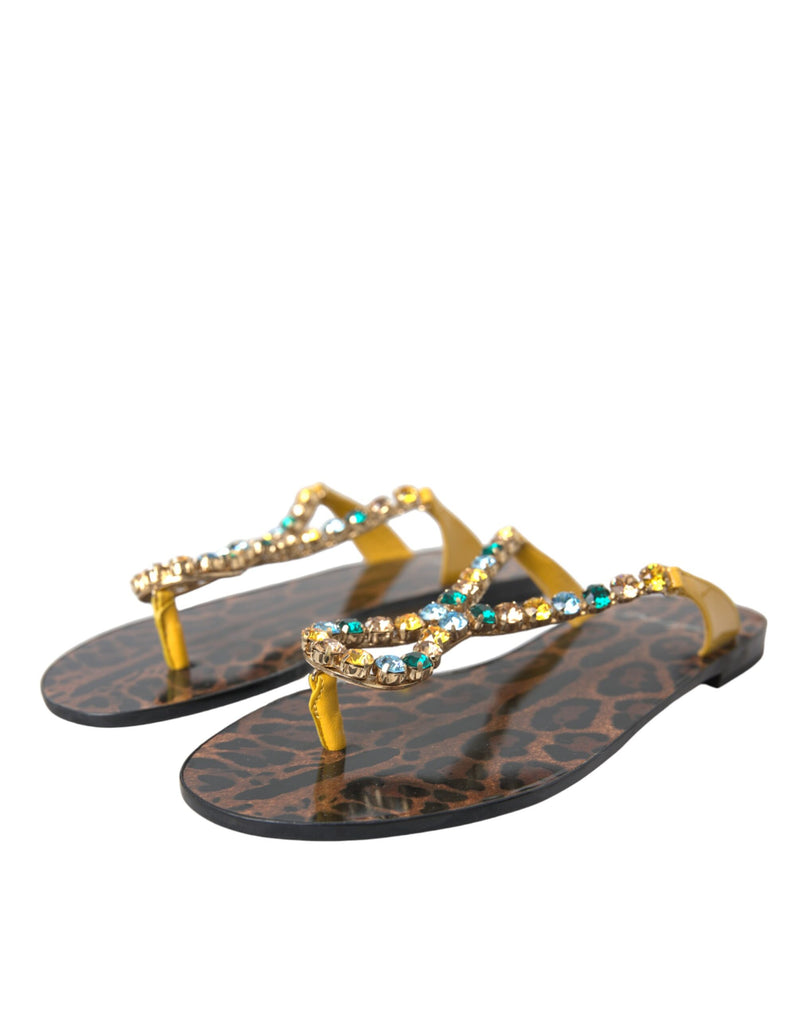 Multicolor Crystal Sandals Flip Flops Shoes Dolce & Gabbana