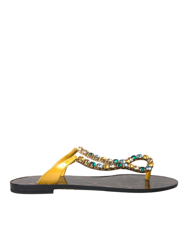 Multicolor Crystal Sandals Flip Flops Shoes Dolce & Gabbana