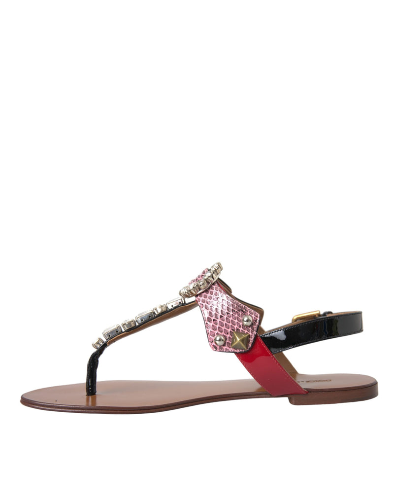 Multicolor Crystal Sandals Flip Flops Shoes Dolce & Gabbana