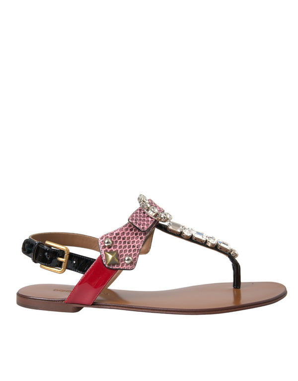 Multicolor Crystal Sandals Flip Flops Shoes Dolce & Gabbana