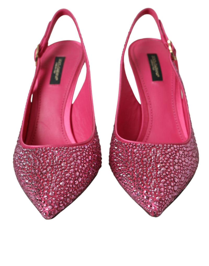 Pink Strass Crystal Heels Slingbacks Shoes Dolce & Gabbana