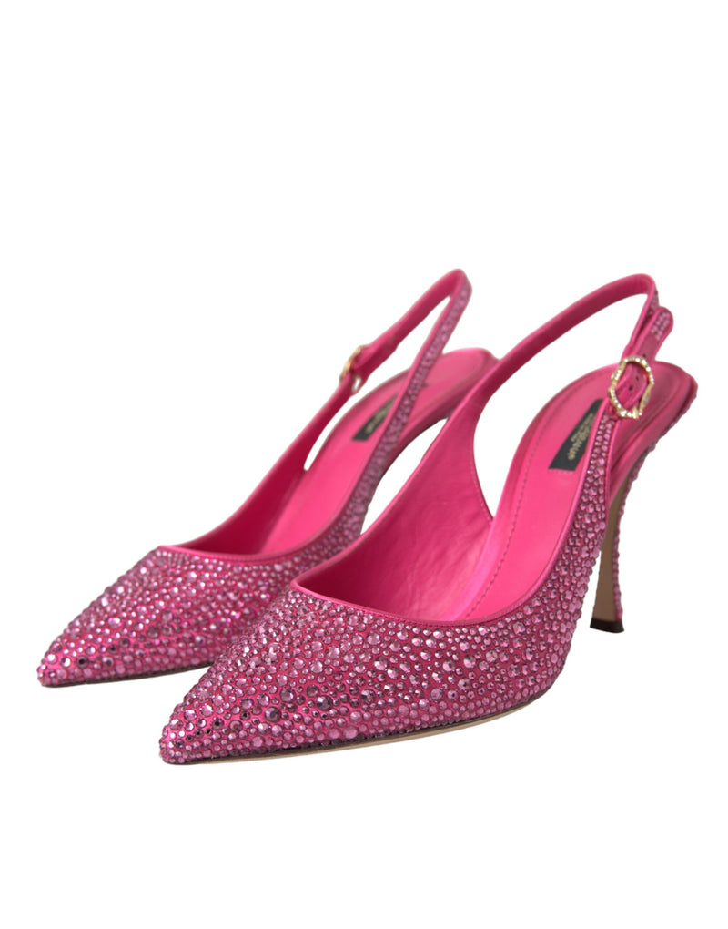 Pink Strass Crystal Heels Slingbacks Shoes Dolce & Gabbana