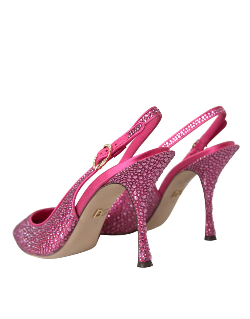 Pink Strass Crystal Heels Slingbacks Shoes Dolce & Gabbana