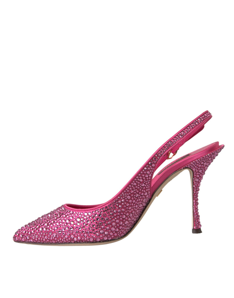 Pink Strass Crystal Heels Slingbacks Shoes Dolce & Gabbana