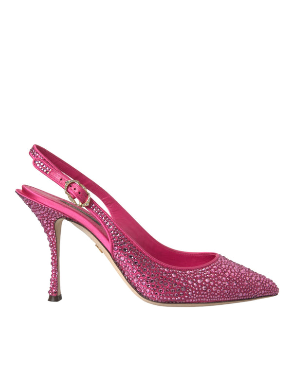 Pink Strass Crystal Heels Slingbacks Shoes Dolce & Gabbana