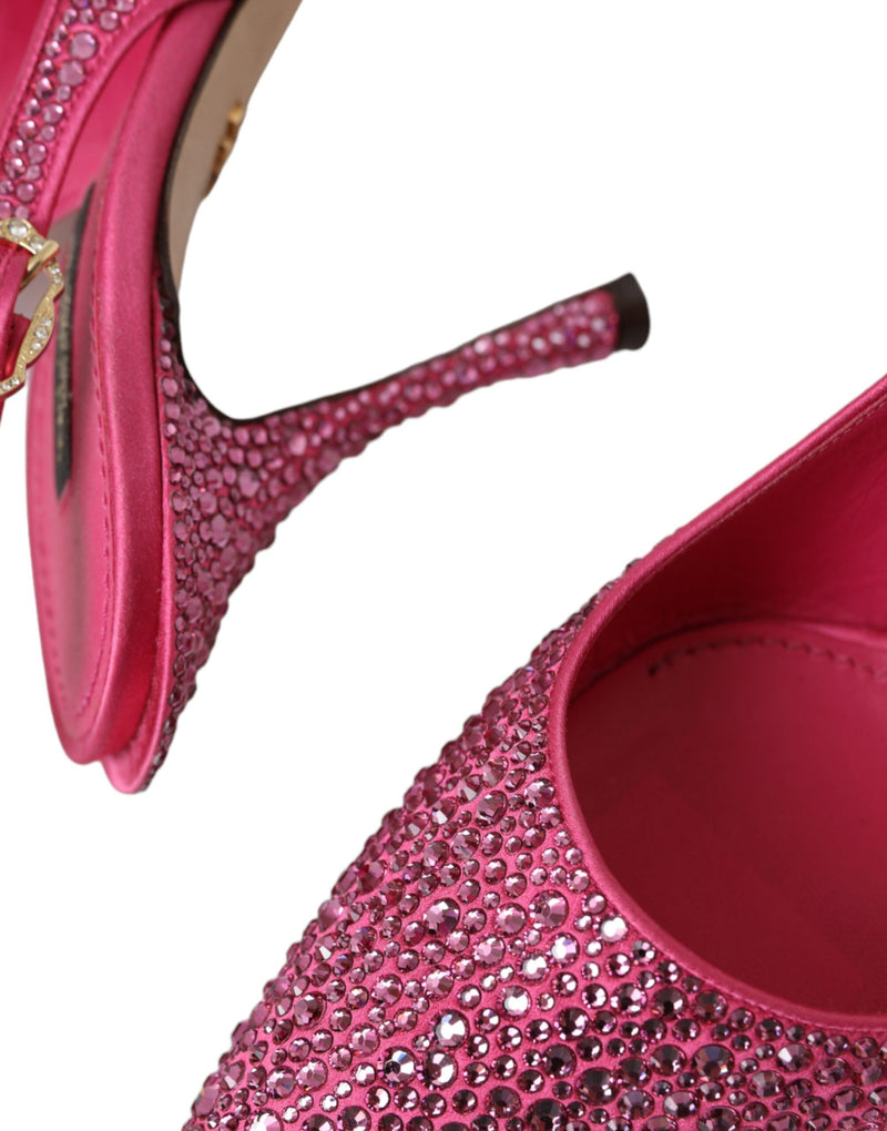 Pink Strass Crystal Heels Slingbacks Shoes Dolce & Gabbana