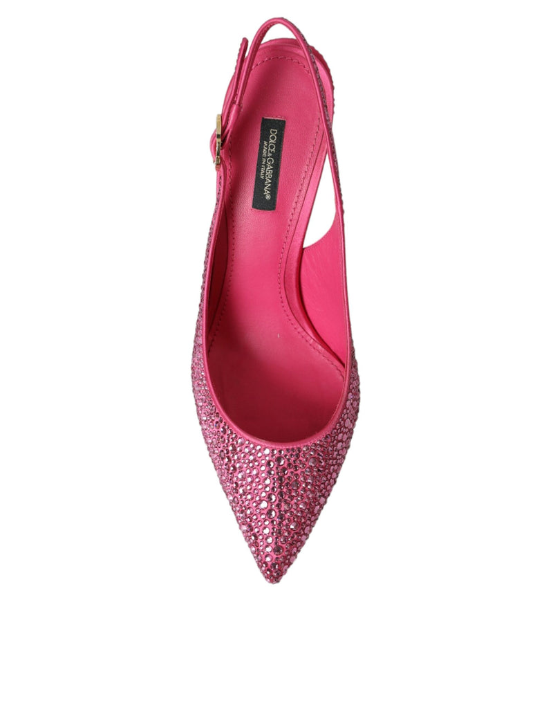 Pink Strass Crystal Heels Slingbacks Shoes Dolce & Gabbana