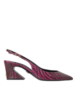 Maroon Zebra Leather Heels Slingbacks Shoes Dolce & Gabbana