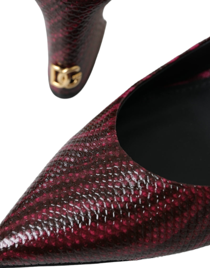 Maroon Zebra Leather Heels Slingbacks Shoes Dolce & Gabbana