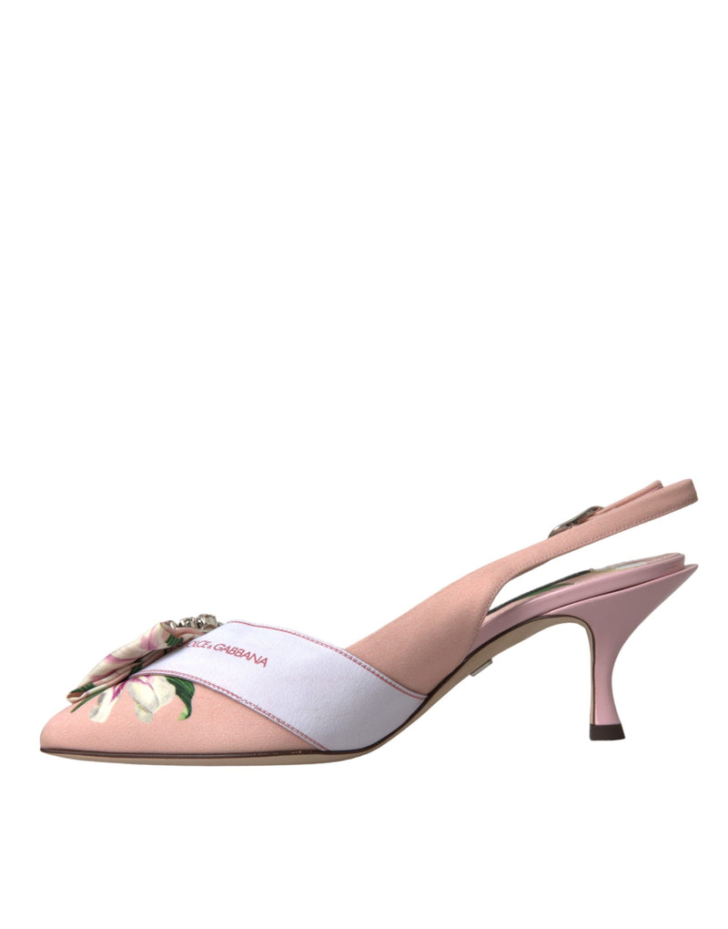 Pink Lily Crystal Cady Slingback Heel Shoes Dolce & Gabbana