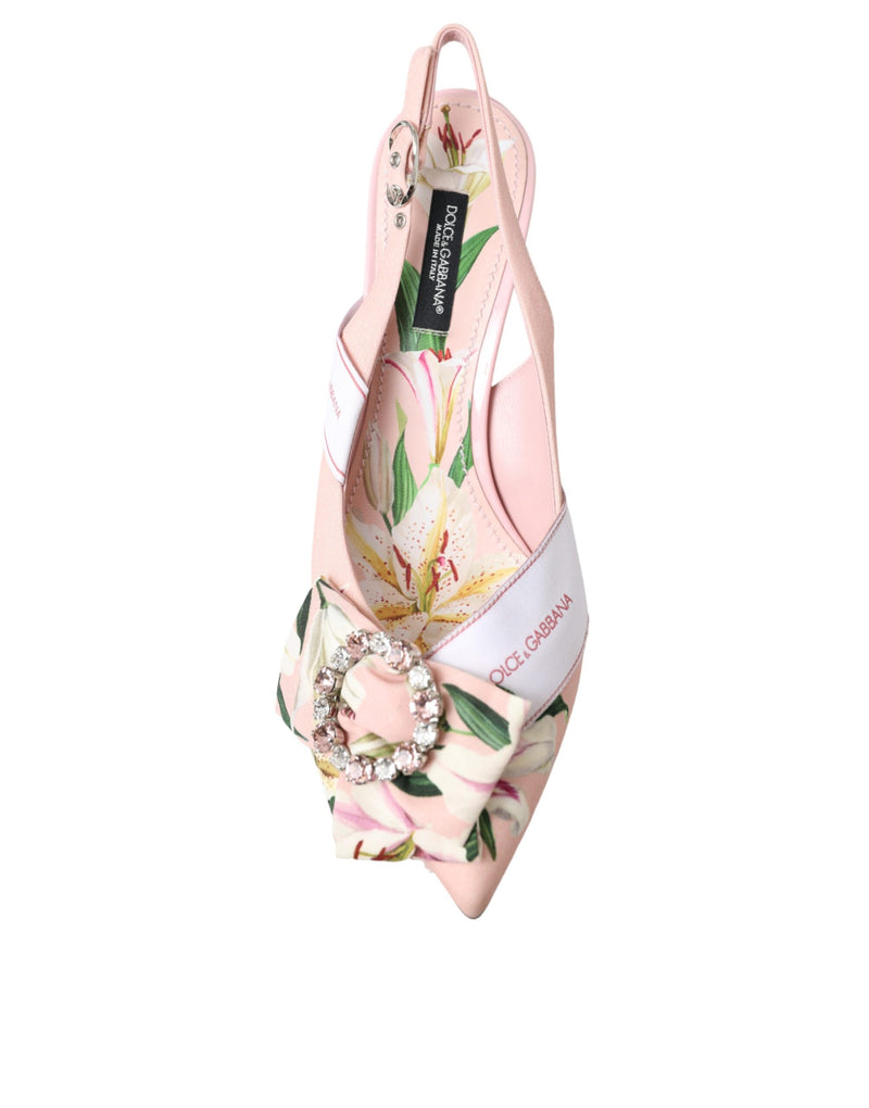 Pink Lily Crystal Cady Slingback Heel Shoes Dolce & Gabbana