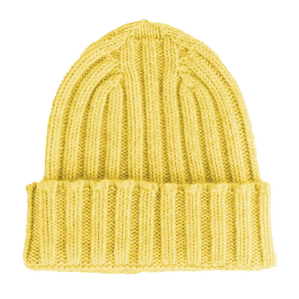 Yellow Cashmere Hats & Cap Made in Italy