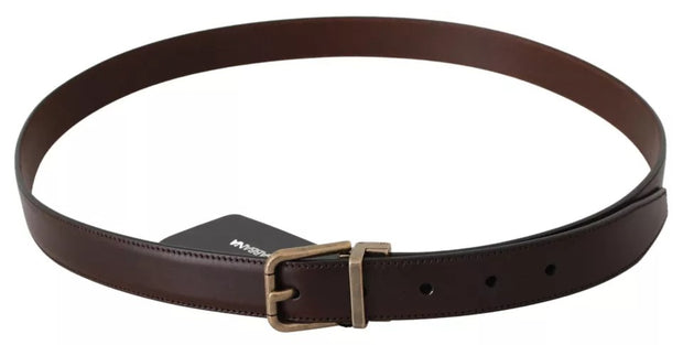 Brown Leather Gold Buckle Men Belt Dolce & Gabbana