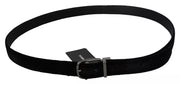 Black Velvet Silver Tone Metal Buckle Men Belt Dolce & Gabbana