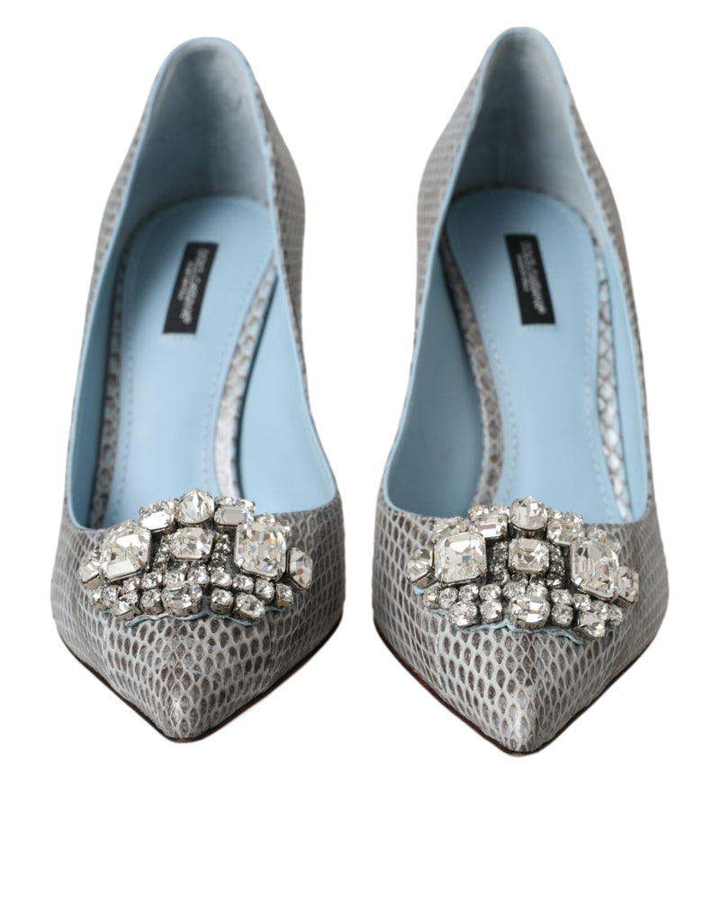 Light Blue Exotic Leather Crystal Bellucci Shoes Dolce & Gabbana