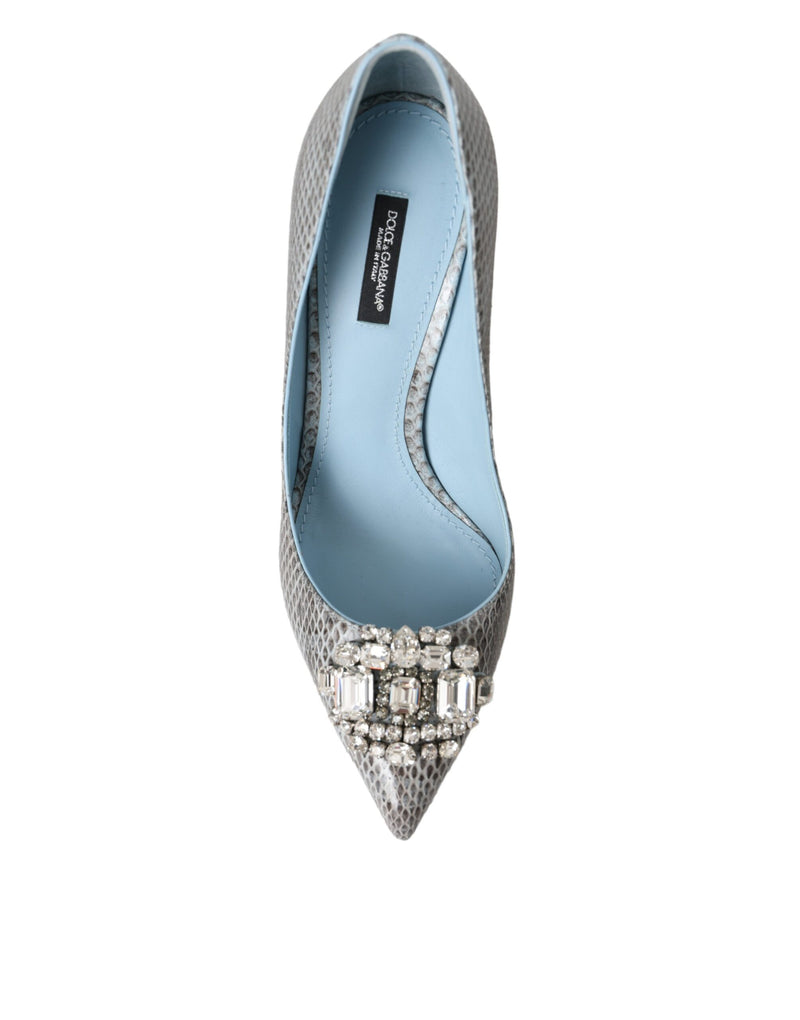 Light Blue Exotic Leather Crystal Bellucci Shoes Dolce & Gabbana