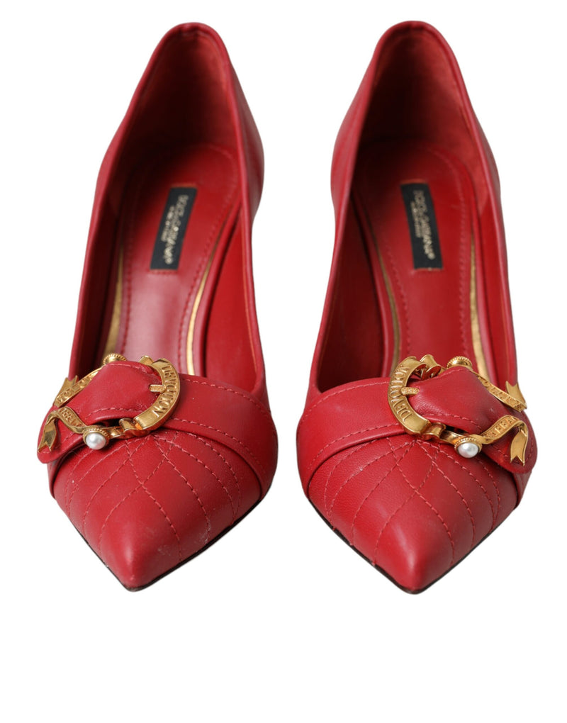 Red Devotion Leather Heels Pumps Shoes Dolce & Gabbana