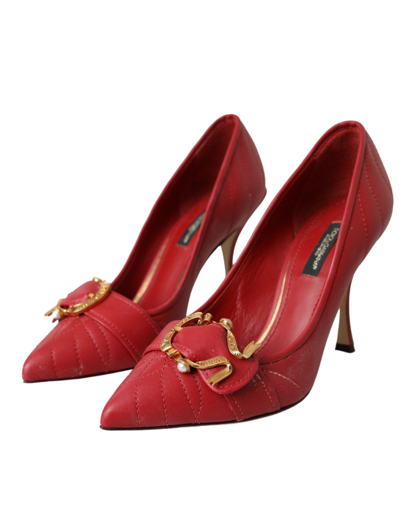 Red Devotion Leather Heels Pumps Shoes Dolce & Gabbana