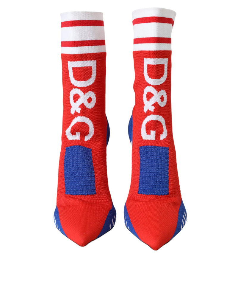 Red Blue Stretch Sock Style Ankle Boots Logo Shoes Dolce & Gabbana