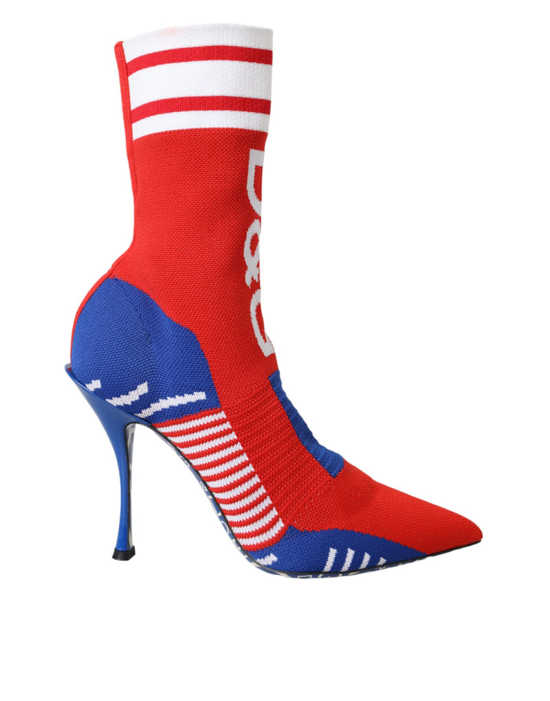 Red Blue Stretch Sock Style Ankle Boots Logo Shoes Dolce & Gabbana