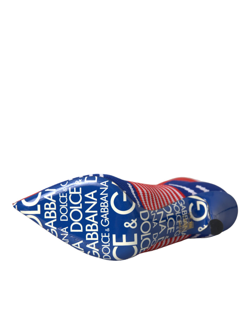 Red Blue Stretch Sock Style Ankle Boots Logo Shoes Dolce & Gabbana