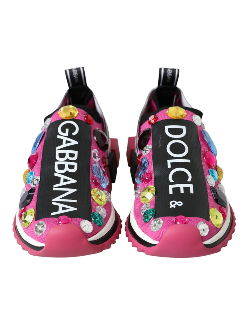 Pink Sorrento Crystals Sneakers Shoes Dolce & Gabbana