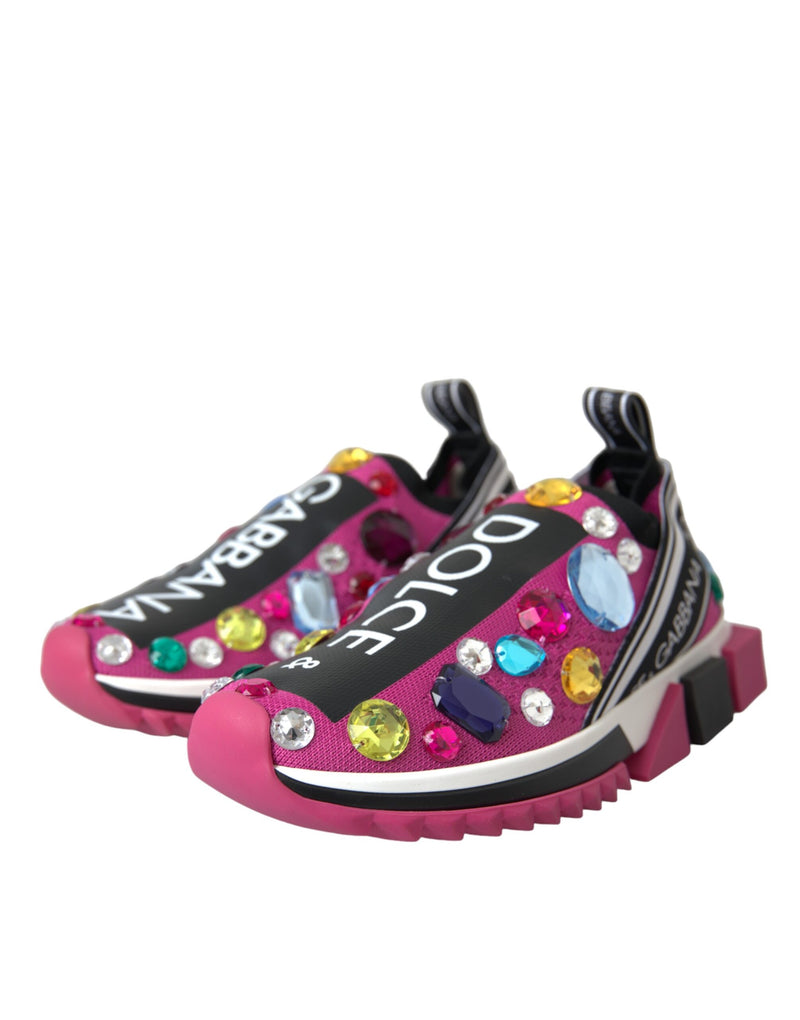 Pink Sorrento Crystals Sneakers Shoes Dolce & Gabbana