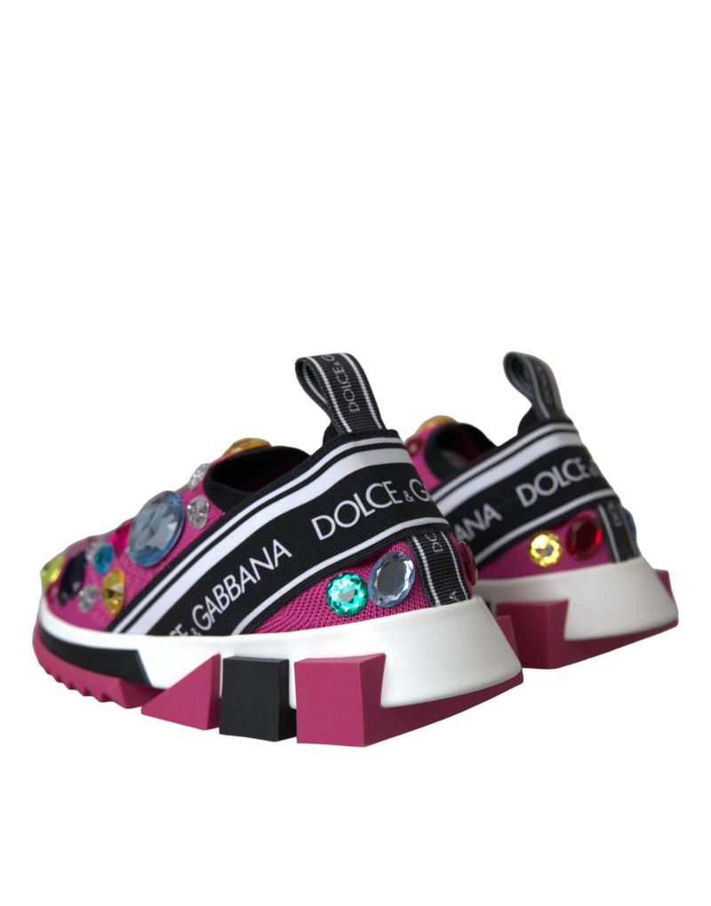 Pink Sorrento Crystals Sneakers Shoes Dolce & Gabbana