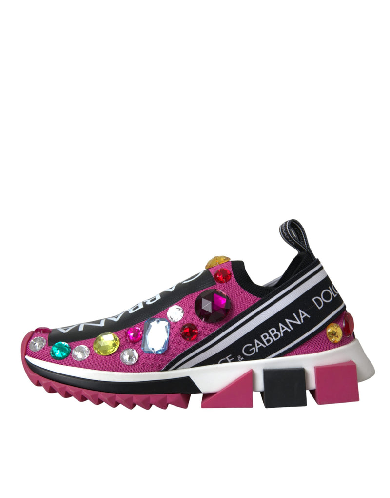 Pink Sorrento Crystals Sneakers Shoes Dolce & Gabbana