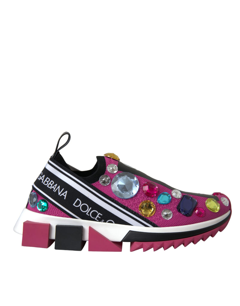 Pink Sorrento Crystals Sneakers Shoes Dolce & Gabbana