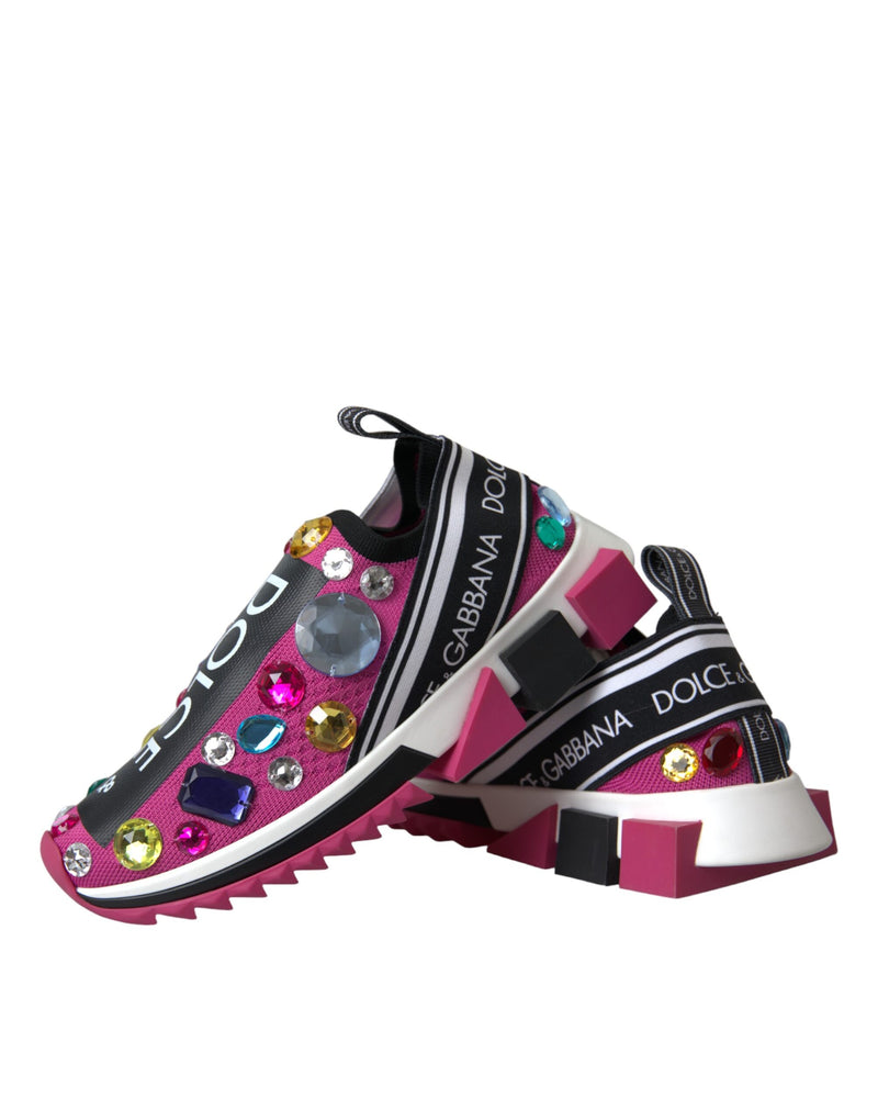 Pink Sorrento Crystals Sneakers Shoes Dolce & Gabbana