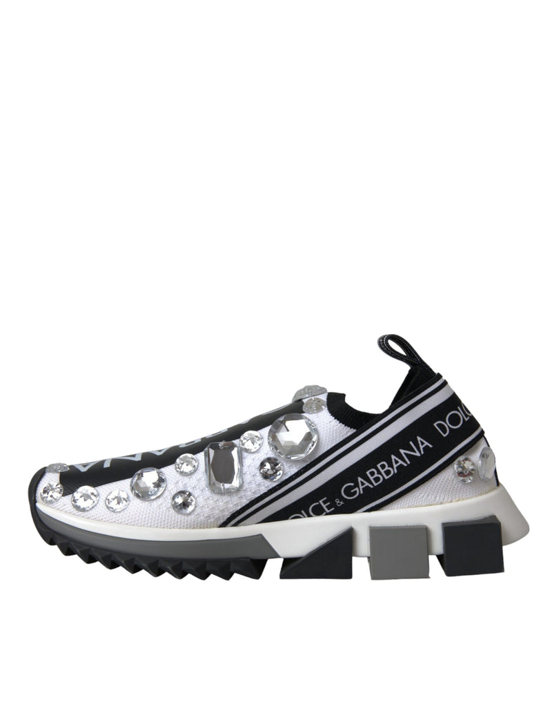 White Sorrento Crystals Sneakers Shoes Dolce & Gabbana