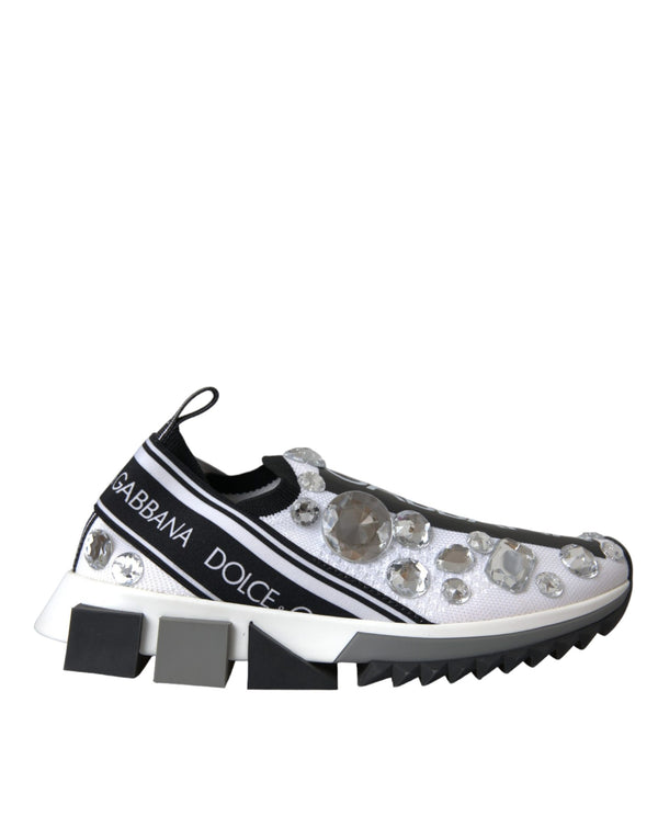 White Sorrento Crystals Sneakers Shoes Dolce & Gabbana