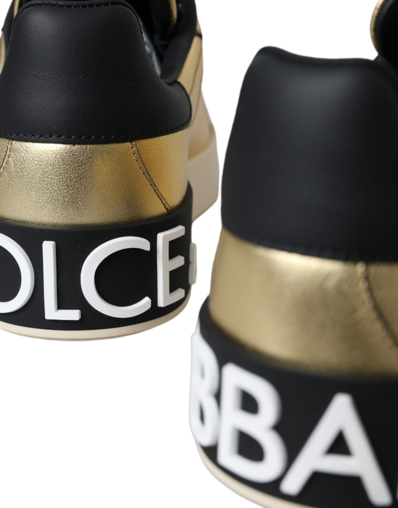 Gold Portofino Calf Leather Sneakers Women Shoes Dolce & Gabbana
