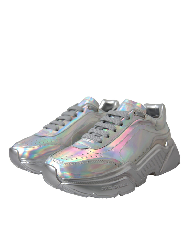 Silver Iridescent DAYMASTER Leather Sneakers Shoes Dolce & Gabbana