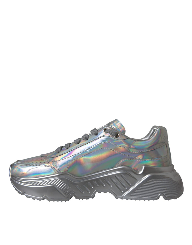 Silver Iridescent DAYMASTER Leather Sneakers Shoes Dolce & Gabbana