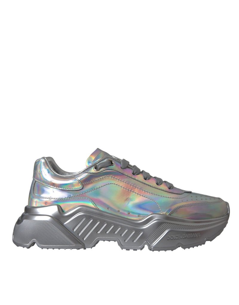 Silver Iridescent DAYMASTER Leather Sneakers Shoes Dolce & Gabbana