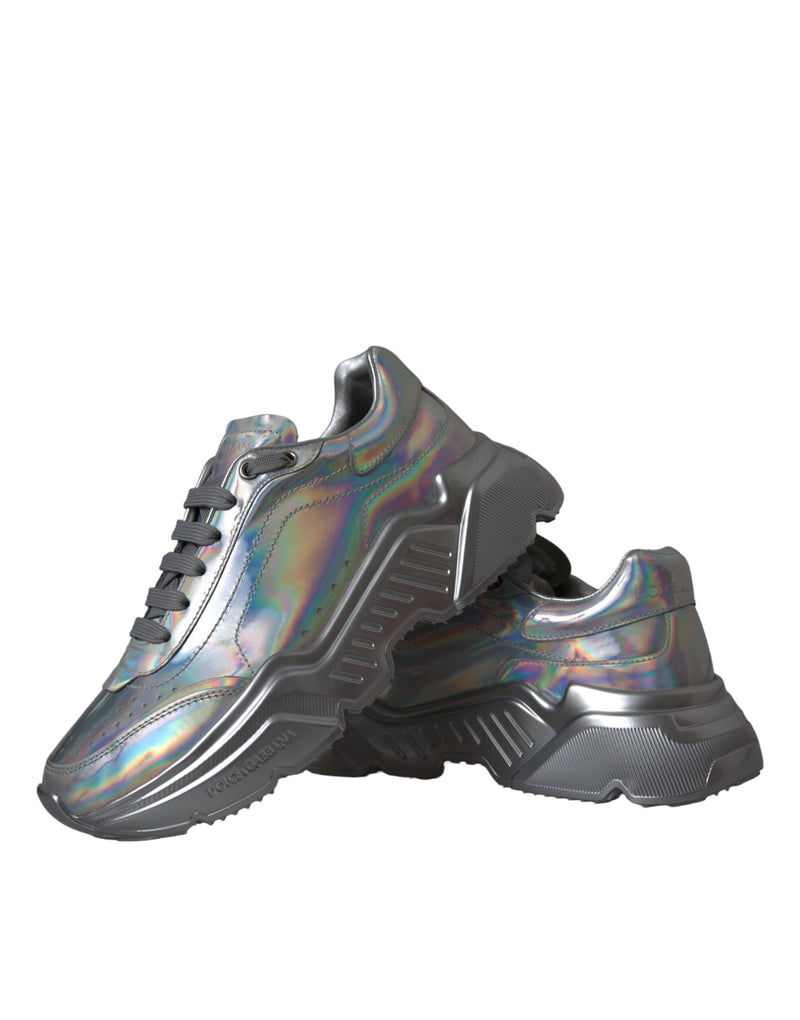 Silver Iridescent DAYMASTER Leather Sneakers Shoes Dolce & Gabbana