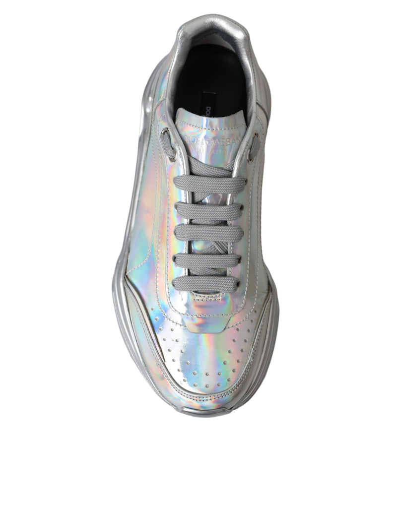 Silver Iridescent DAYMASTER Leather Sneakers Shoes Dolce & Gabbana